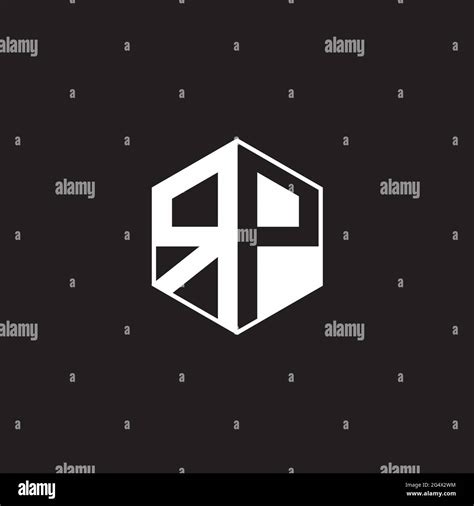 RP R P PR Logo monogram hexagon with black background negative space ...
