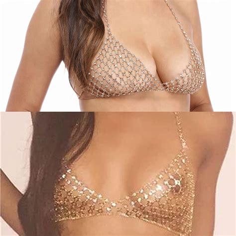 Gold Chain Rhinestone Bra Romantix Lingerie