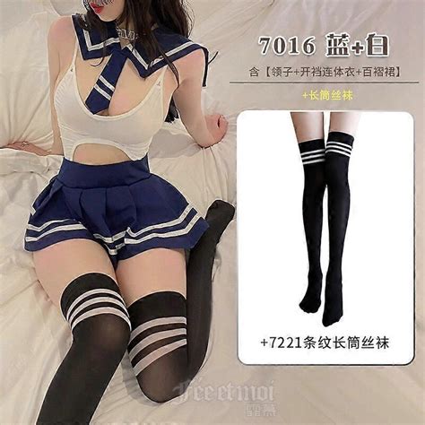 Schoolgirl Sexy Lingerie Women Sailor Collar Cosplay Costume Porno Party JK Uniform Open Crotch