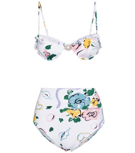 Floral Bandeau Bikini In White Alessandra Rich Mytheresa