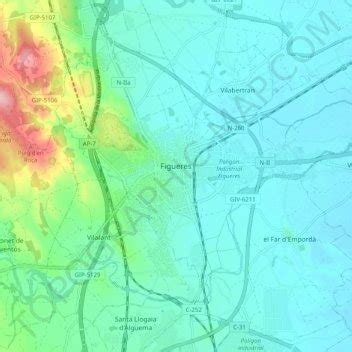 Figueres topographic map, elevation, terrain