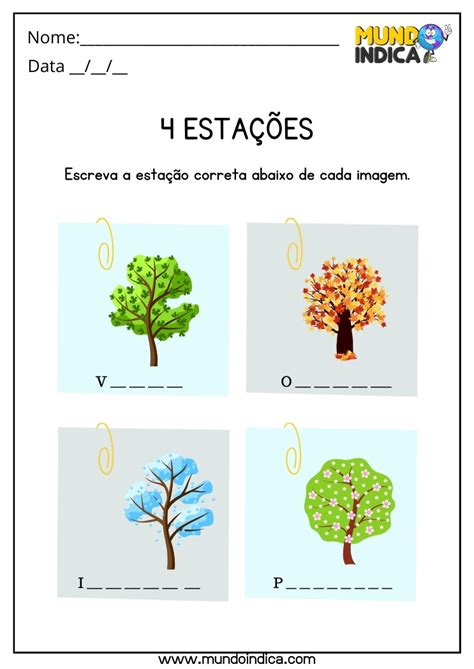 Atividade Estações Do Ano Educação Infantil - 15 Atividades sobre Estações do Ano para Imprimir