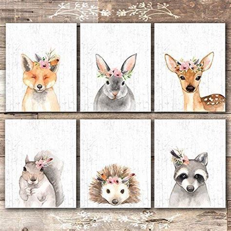 Woodland Animals Nursery Wall Art Prints Set Of 6 Unframed 8x10s
