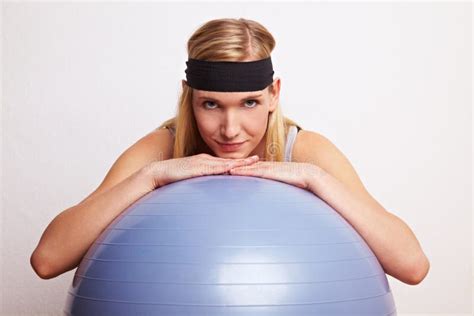 Relaxation on a gym ball stock image. Image of lean, copy - 14005749