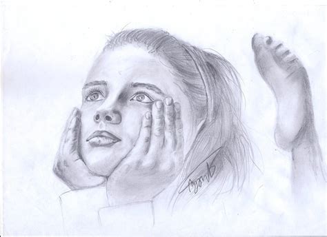 thinking girl pencil drawing by sgoct on DeviantArt