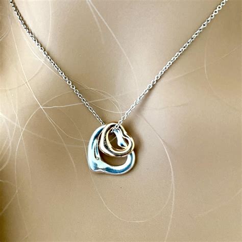 Tiffany Co Double Open Heart Necklace 050 Inch Rose Gold And 055
