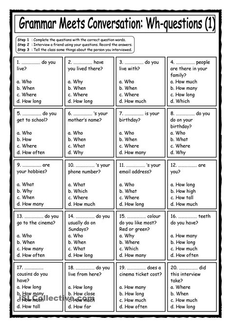 English Conversation Worksheets For Beginners