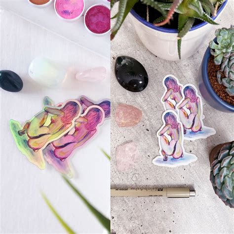 LUSH Naked Woman Sticker Watercolour Nude Woman Sticker Holographic Sticker Etsy