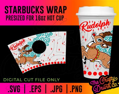 Reindeer Hot Cup Wrap Christmas Holiday Cup Wrap SVG Etsy
