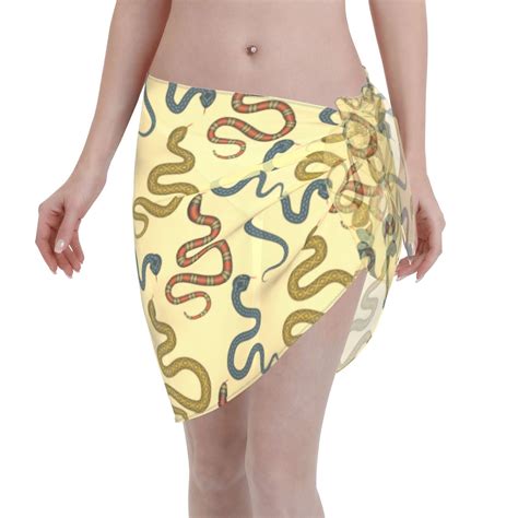 Qekee Various Snake Women S Short Sarongs Cover Ups Sheer Bikini Wraps For Swimwear Walmart
