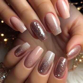Popular Nude Nail Designs With Glitter Trending In