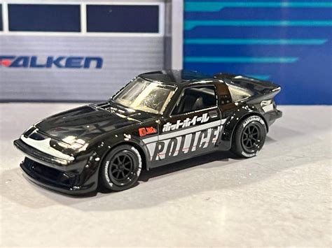 Hot Wheels Mazda Rx7 Police Black With Watanabe Wheel Swap Etsy