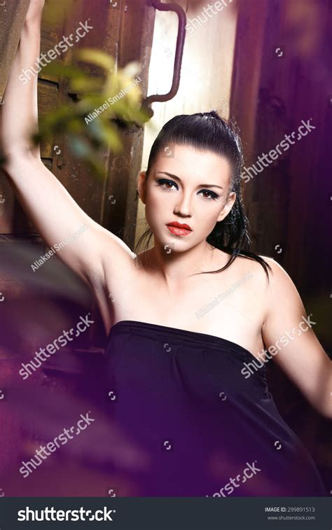 Beautiful Sexy Brunette Girl Tight Dress Stock Photo 299891513 Shutterstock