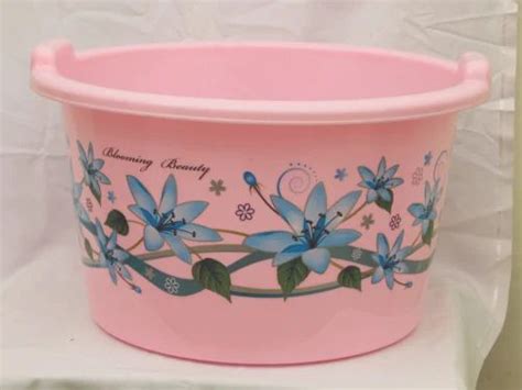 Ppcp L Pink Printed Plastic Tub For Home Size D X H X B