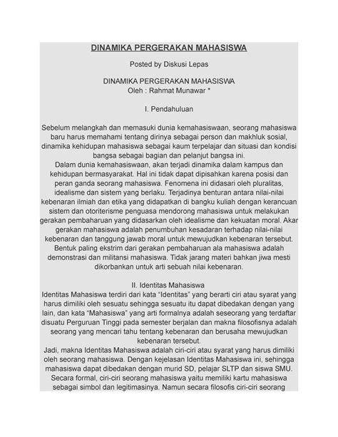 Dinamika Pergerakan Mahasiswa Docx DINAMIKA PERGERAKAN MAHASISWA