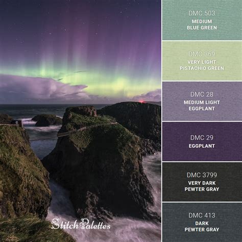 Northern Lights - Embroidery Color Palette (With Thread Codes)