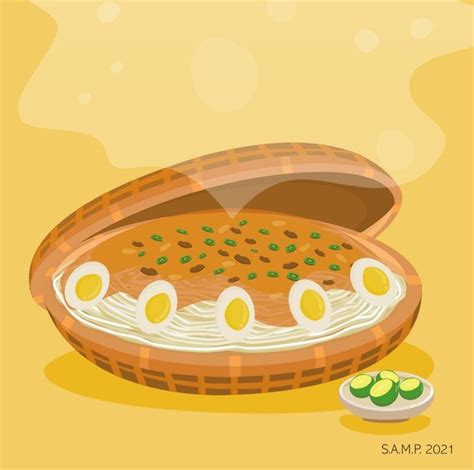 Pancit Palabok Illustration Traditional Filipino Dish