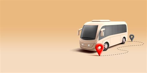 3d Realistic Bus Render With Route Dashed Line Vector Image