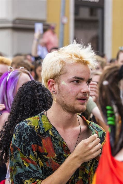 A Guy Attending The Gay Pride Parade Also Known As Christopher Street Day CSD In Munich Germany
