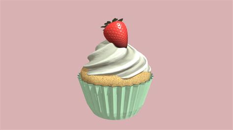 Strawberry Cupcake 3d Model By Luart3d [0d71d57] Sketchfab