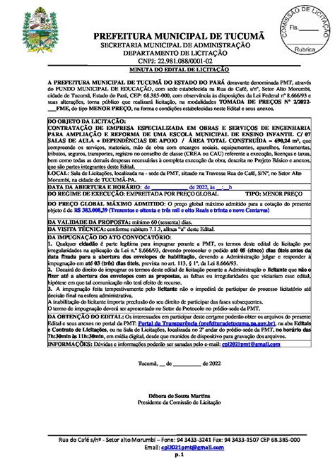 Minuta Edital Ass Prefeitura Municipal De Tucum Gest O