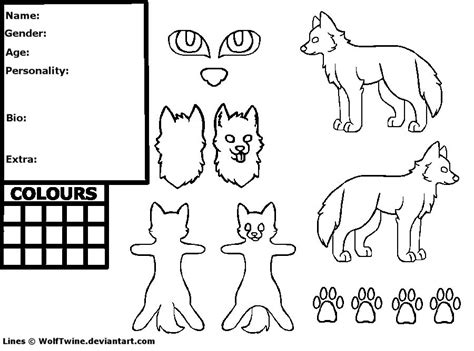 Free Wolf Reference Sheet Lineart Ms Paint By Twine Adopts On Deviantart