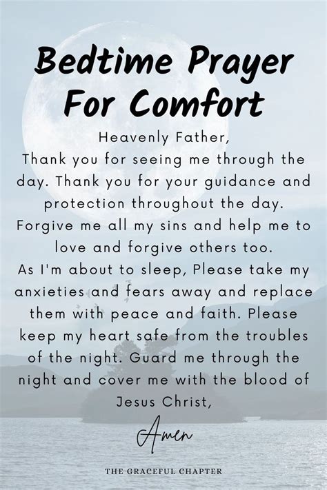 Bedtime Prayer For Comfort And Peace Prayer For Comfort Good Night