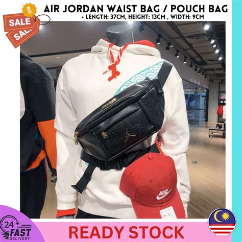 Black Air Jordan Pu Waist Bag Chest Beg Pinggang Sport Bag Crossbody