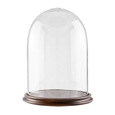 Glass Dome With Base In Wood 13 Cm