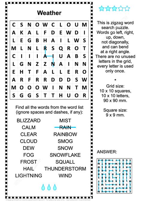 Weather Zigzag Word Search Puzzle Free Printable Puzzle Games