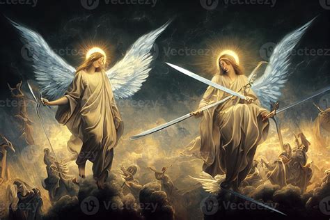 illustration of angels with swords 22266483 Stock Photo at Vecteezy