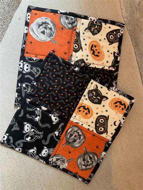 Halloween Pot Holders Hot Pads Set Of Quilted Pot Holders Heat Resistant Trivet In