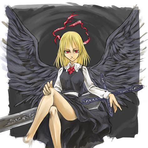 Safebooru Black Wings Blonde Hair Cervus Ex Rumia Female Huge Weapon