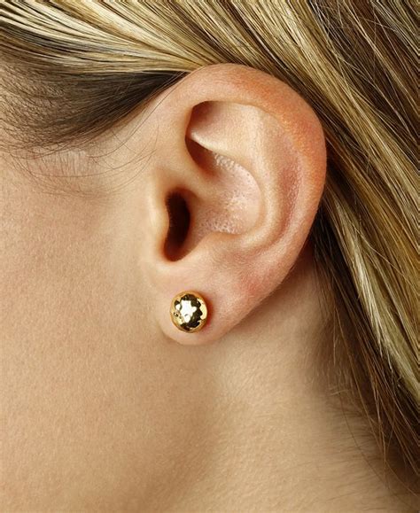 Macy's Hammered Ball Stud Earrings Set in 14k Gold (8mm) & Reviews ...