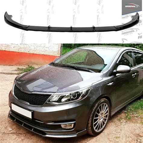 Сплиттер (Накладка) на передний бампер Kia Rio 3 (Киа Рио 3) (2015-2017 ...