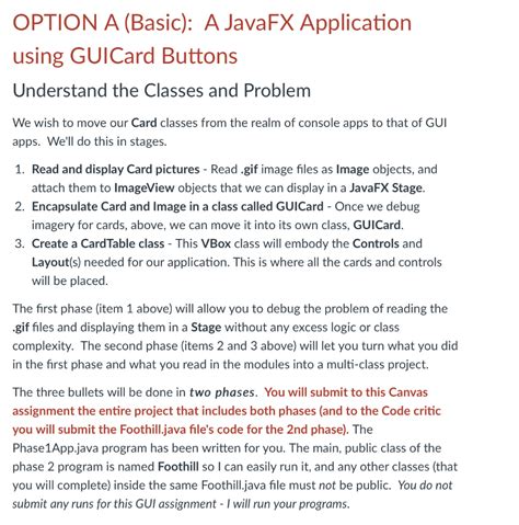 Solved OPTION A Basic A JavaFX Application Using GUICard Chegg