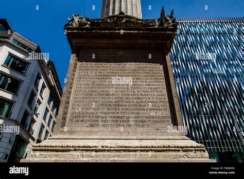 A Latin Inscription At The Base Of The Monument To The Great Fire Of