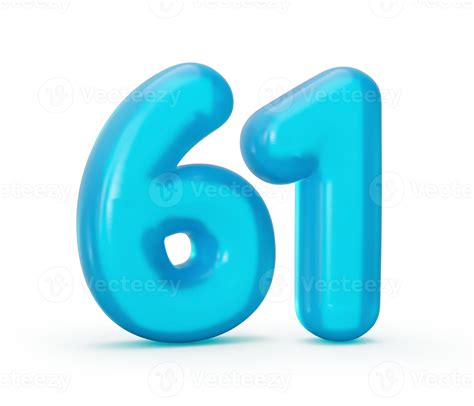Jelly bleu chiffre 61 soixante et un isolé sur fond blanc gelée ...