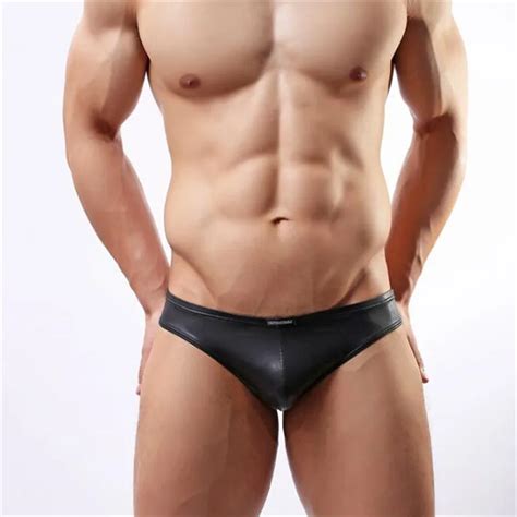 Sexy Men S Faux Leather Briefs Underwear Men S Briefs Elastic