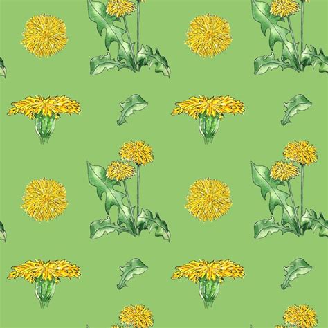 Premium Photo Watercolor Seamless Pattern Wildflowers Dandelions On