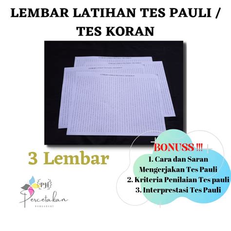 Jual Tes Pauli A Tes Koran Tes Psikotes Paket A Shopee Indonesia