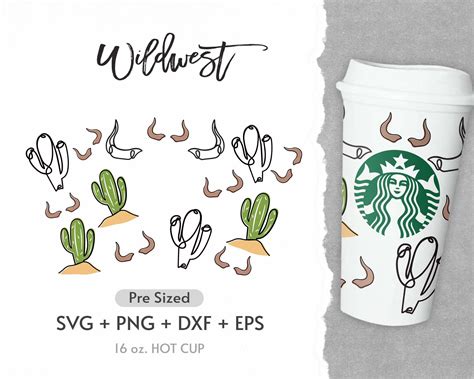 16oz Cactus Hot Cup Svg Full Wrap Svg Boho Flower Svgcactus Etsy