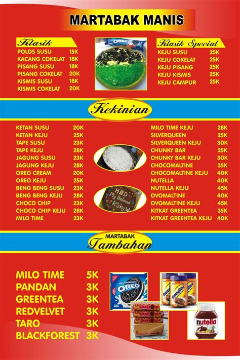 Daftar Menu Martabak Yasmine Raos