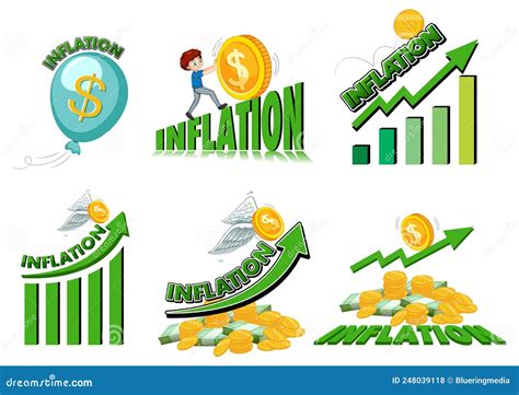 Set Of Different Inflation Logos And Symbols Stock Vector