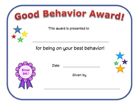 Good Behavior Award Certificate Template Download Printable PDF ...