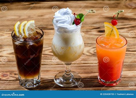 Alcoholic Cocktails Rum Cola Drinks Pina Colada And Beach Sex Stock Image Image Of Mint