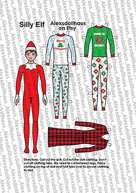 Silly Elf Printable Male Paper Doll Christmas Elf Xmas Etsy