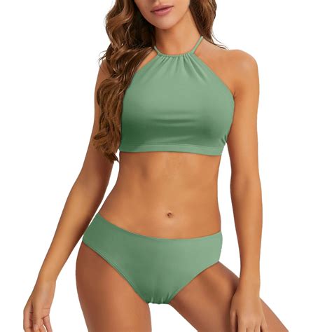 Celivon Womens Bikinis Swimsuit Matte Finish Bikini Sets Two Piece Crop Tops Bathing Suit Hot