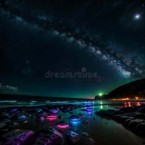 Magic Summer Time Night at the Beach Stock Image - Image of time ...