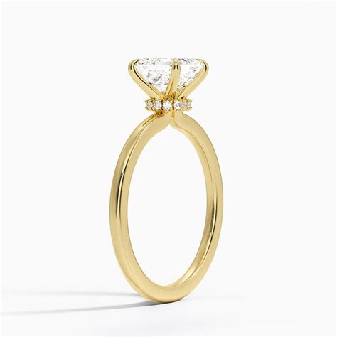 18k Yellow Gold Secret Halo Diamond Ring Elegant Engagement Rings